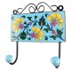 Turquoise Flower Ceramic Tile Hook